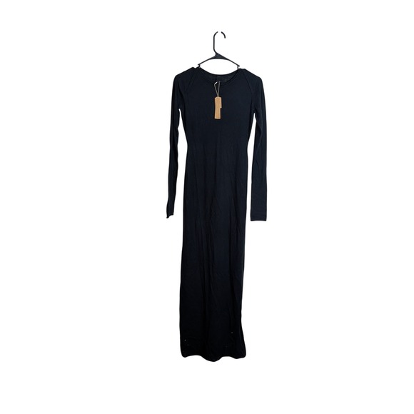 SKIMS Dresses & Skirts - Skims‎ Sheer Cashmere Long Sleeve Maxi Dress Onyx Black XS DS-DRS-10286W NWT